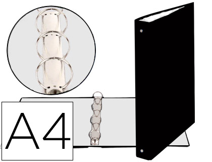 EXACOMPTA - CARPETA DE 4 ANILLAS 30MM REDONDAS DIN A4 Cartón FORRADO NEGRA (Ref.51371E)