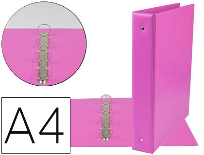 LIDERPAPEL - CARPETA DE 4 ANILLAS 40 MM MIXTAS A4 Cartón FORRADO PVC FUCSIA (Ref.KA08)