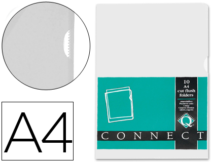 Q-CONNECT - CARPETA DOSSIER UÑERO PLASTICO DIN A4 120 MICRAS TRANSPARENTE -BOLSA DE 10 UNIDADES (Ref.KF01642)