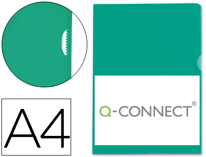 Q-CONNECT - CARPETA DOSSIER UÑERO PLASTICO DIN A4 120 MICRAS VERDE CAJA DE 100 UNIDADES (Ref.KF01488)