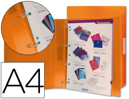 LIDERPAPEL - CARPETA 4 ANILLAS 25 MM MIXTAS 43431 POLIPROPILENO DIN A4 NARANJA SERIE FROSTY (Ref.CA59)