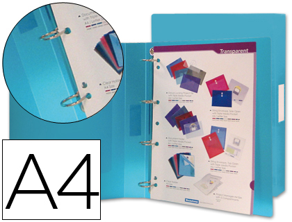 LIDERPAPEL - CARPETA 4 ANILLAS 25 MM MIXTAS 43432 POLIPROPILENO DIN A4 AZUL SERIE FROSTY (Ref.CA60)