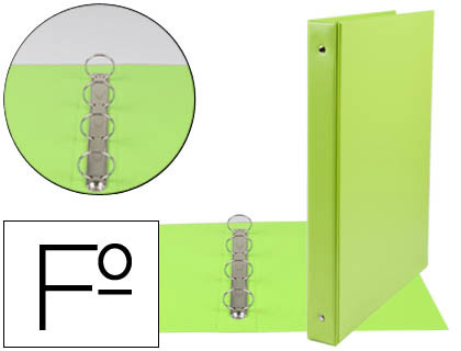 LIDERPAPEL - CARPETA 4 ANILLAS 25 MM REDONDAS PLASTICO FOLIO COLOR VERDE PISTACHO (Ref.CA82)