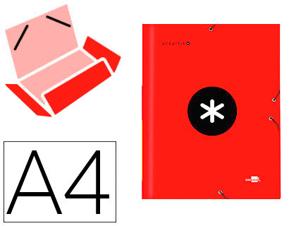 ANTARTIK - CARPETA LIDERPAPEL GOMAS A4 3 SOLAPAS Cartón FORRADO COLOR ROJA (Ref.AW16)