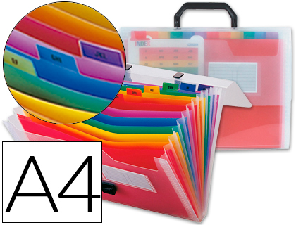 LIDERPAPEL - CARPETA CLASIFICADOR FUELLE 45144 POLIPROPILENO A4 TRANSPARENTE CON ASA SPECTRAFILE 26 DPTO (Ref.CQ05)