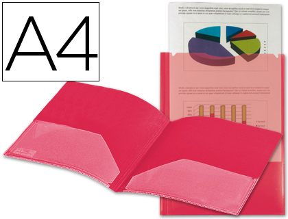 LIDERPAPEL - CARPETA DOSSIER DOS BOLSAS CANGURO 45680 POLIPROPILENO DIN A4 ROJA (Ref.KG01)