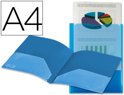 LIDERPAPEL - CARPETA DOSSIER DOS BOLSAS CANGURO 45682 POLIPROPILENO DIN A4 AZUL (Ref.KG02)