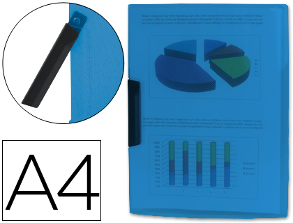 LIDERPAPEL - CARPETA DOSSIER PINZA LATERAL 35482 POLIPROPILENO DIN A4 AZUL 30 HOJAS PINZA GIRATORIA (Ref.DP15)