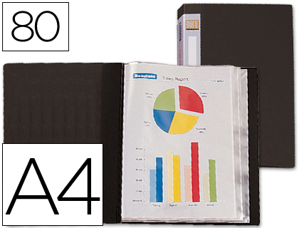 LIDERPAPEL - CARPETA ESCAPARATE 31765 80 FUNDAS POLIPROPILENO DIN A4 NEGRA LOMO PERSONALIZABLE (Ref.CJ53)
