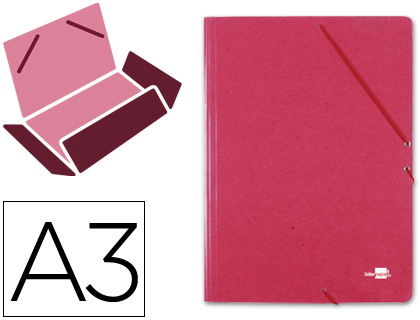 LIDERPAPEL - CARPETA GOMAS A3 3 SOLAPAS Cartón PRESPAN ROJA (Ref.CG18)