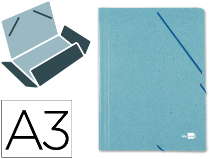 LIDERPAPEL - CARPETA GOMAS A3 3 SOLAPAS Cartón PRESPAN VERDE (Ref.CG19)