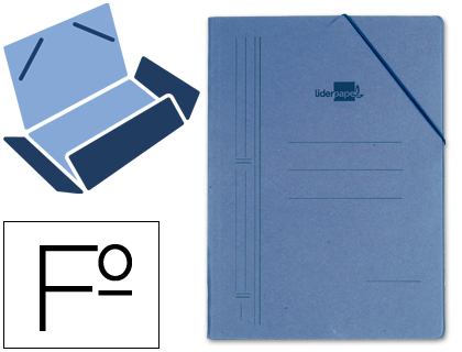 LIDERPAPEL - CARPETA GOMAS FOLIO 3 SOLAPAS Cartón COMPACTO AZUL (Ref.CG15)