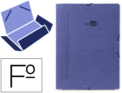 LIDERPAPEL - CARPETA GOMAS FOLIO 3 SOLAPAS Cartón PINTADO AZUL (Ref.CG01)