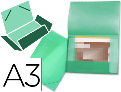 LIDERPAPEL - CARPETA PORTADOCUMENTOS 44803 SOLAPAS POLIPROPILENO DIN A3 VERDE SERIE FROSTY LOMO FLEXIBLE (Ref.SS18)