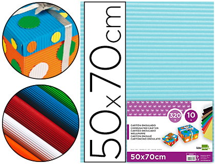 LIDERPAPEL - Cartón ONDULADO 50 X 70CM 320G/M2 CELESTE (Ref.CN11)