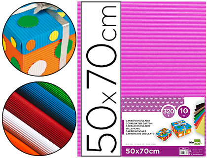 LIDERPAPEL - Cartón ONDULADO 50 X 70CM 320G/M2 FUCSIA (Ref.CN03)