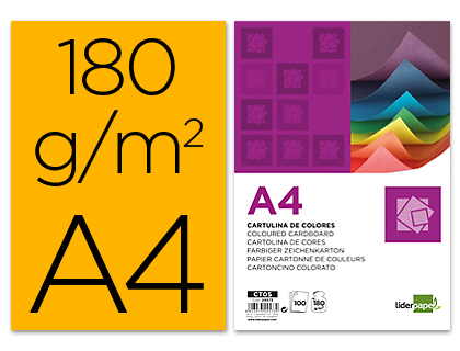 LIDERPAPEL - CARTULINA A4 180G/M2 NARANJA FUERTE PAQUETE DE 100 (Ref.CT10)