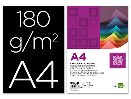 LIDERPAPEL - CARTULINA A4 180G/M2 NEGRO PAQUETE DE 100 (Ref.CT11)