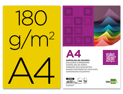 LIDERPAPEL - CARTULINA A4 180G/M2 ORO PAQUETE DE 100 (Ref.CT19)