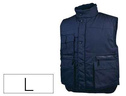 DELTAPLUS - CHALECO MULTIBOLSILLOS CON CREMALLERA CINTURA ELASTICA PROTEGE RIÑONES COLOR AZUL TALLA L (Ref.SIERRBM-GT)