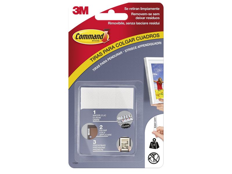 COMMAND - 8 Tiras blancas medianas para colgar sin dañar (Ref.UU001563723)