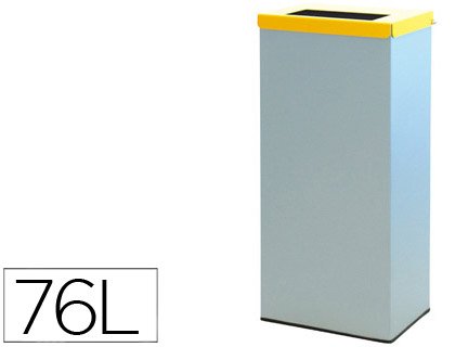 CONTENEDOR PAPELERA RECICLAJE CON TAPA ABATIBLE Y ARO INTERIOR CAPACIDAD 76 LITROS 81X36,5X26 CMS (Ref.150)