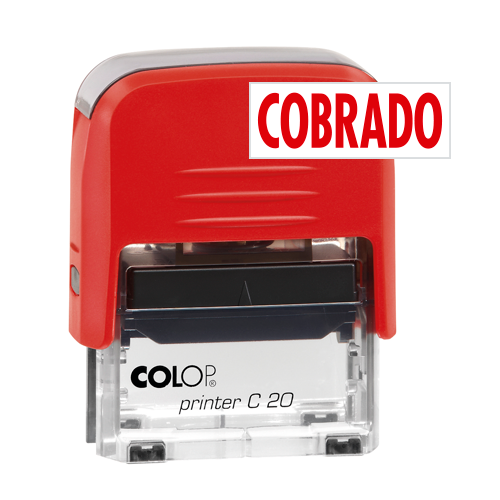 COLOP - Sello AUTOMATICO &quot;COBRADO&quot; - Tinta ROJA - Printer C20 (38x14mm) (Ref.151881R)