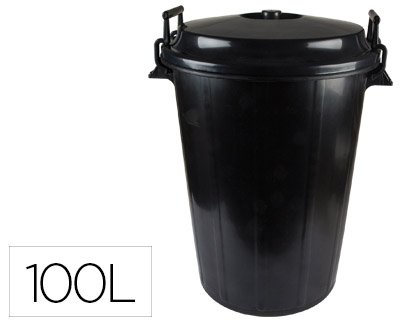 CUBO DE BASURA NEGRO CON TAPA PARA BOLSAS 85X105CM 100 LITROS (Ref.005248)