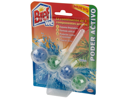 DESINFECTANTE Y AMBIENTADOR DE INODORO BREF WC PODER ACTIVO NATURAL 51 G (Ref.73518)