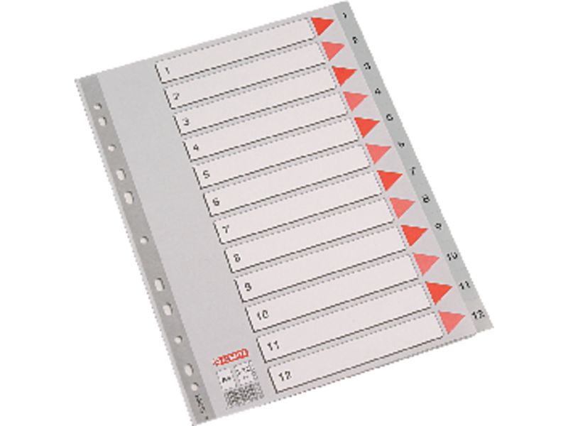 ESSELTE - Separadores numericos 12 posiciones Folio Multitaladro Gris (Ref.49205)