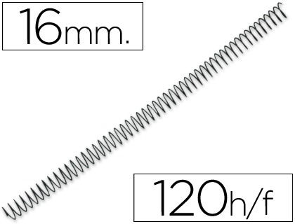Q-CONNECT - ESPIRAL METALICO 56 4:1 16MM 1,2MM CAJA DE 100 UNIDADES (Ref.KF04418)