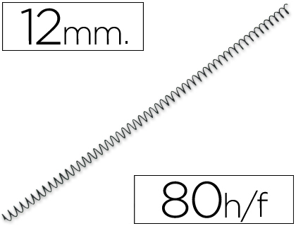 Q-CONNECT - ESPIRAL METALICO 64 5:1 12 MM 1MM CAJA DE 200 UNIDADES (Ref.KF04430)