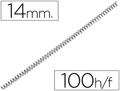 Q-CONNECT - ESPIRAL METALICO 64 5:1 14 MM 1MM CAJA DE 100 UNIDADES (Ref.KF04431)