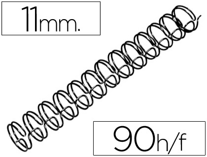 GBC - ESPIRAL WIRE 3:1 11 MM N.7 NEGRO CAPACIDAD 90 HOJAS CAJA DE 100 UNIDADES (Ref.RG810710)