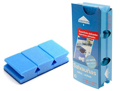 ESTROPAJO SALVAUÑAS AZUL BICAPA PACK DE 3 UNIDADES (Ref.142007)