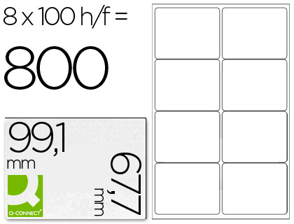 Q-CONNECT - ETIQUETA ADHESIVA TAMAÑO 99,1X67,7 MM FOTOCOPIADORA LASER INK-JET CAJA CON 100 HOJAS DIN A4 (Ref.KF01588)