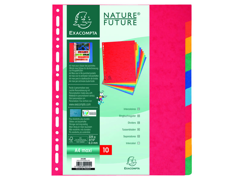 EXACOMPTA - Separador CARTULINA LUSTRADA XXL 12 POSICIONES (Ref.2412E)