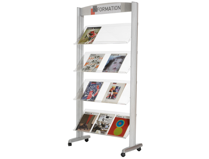 PAPERFLOW - EXPOSITOR FAST- DE SUELO METALICO BALDAS TRANSPARENTES 4 ESTANTES (Ref.257TT.35)