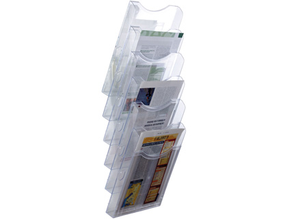 ARCHIVO 2000 - EXPOSITOR MURAL DE PARED 6 BANDEJAS DIN A4 TRANSPARENTE 155X239X665 MM SEPARADORES MOVILES AJUSTABLES (Ref.6126 CS TP)