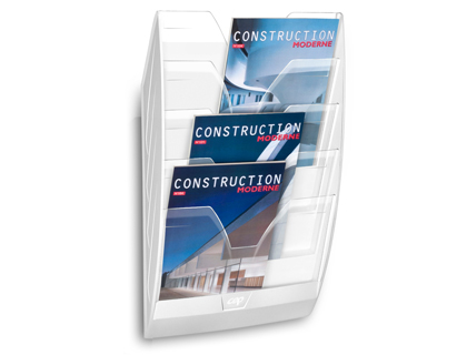 CEP - EXPOSITOR MURAL DE PARED CON 5 COMPARTIMENTOS TRANSPARENTE Y BLANCO 580X122X350MM (Ref.1001540111)