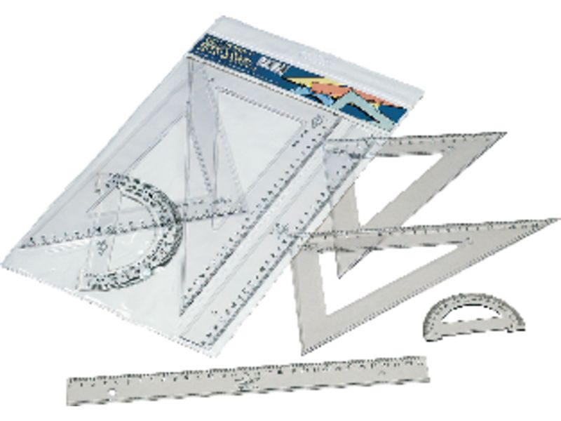 FAIBO - Set Serie escolar Estuche con regla, escuadra y cartabon y semicirculo 30cm (Ref.806)