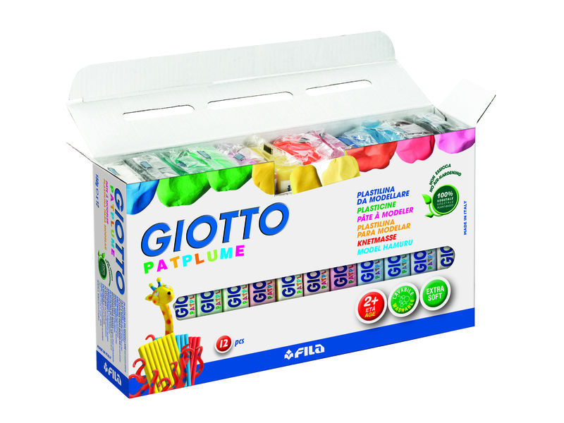 GIOTTO - Plastilina Patplume Caja 12 ud No mancha Inodora No mancha (Ref.511900)