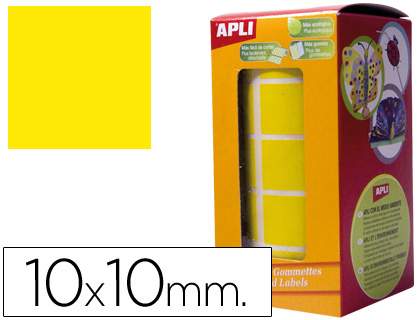 GOMETS AUTOADHESIVOS CUADRADAS 10X10 MM AMARILLO EN ROLLO (Ref.4871)