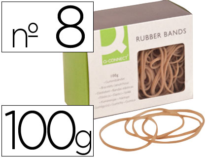Q-CONNECT - GOMILLAS ELASTICAS 100 GR NUMERO 8 80 X 2 MM (Ref.KF15045)
