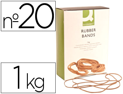 Q-CONNECT - GOMILLAS ELASTICAS 1000 GR NUMERO 20 200 X 2 MM (Ref.KF14689)
