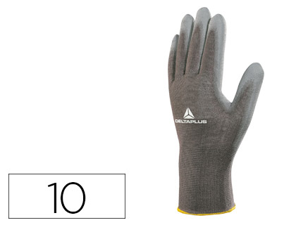 DELTAPLUS - GUANTE POLIESTER ANTIDESLIZANTE LAVABLE ESPECIAL PARA MANIPULACION Y MANUTENCION GRIS TALLA 10 (Ref.VE702PG-10)