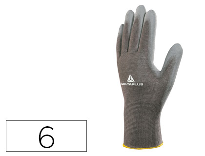 DELTAPLUS - GUANTE POLIESTER ANTIDESLIZANTE LAVABLE ESPECIAL PARA MANIPULACION Y MANUTENCION GRIS TALLA 6 (Ref.VE702PG-06)