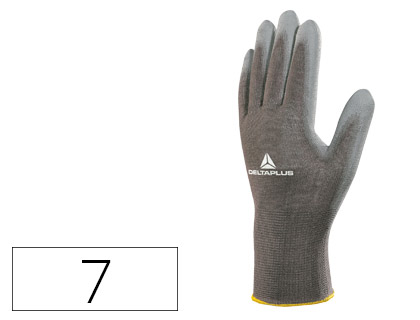 DELTAPLUS - GUANTE POLIESTER ANTIDESLIZANTE LAVABLE ESPECIAL PARA MANIPULACION Y MANUTENCION GRIS TALLA 7 (Ref.VE702PG-07)