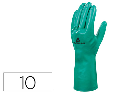 DELTAPLUS - GUANTE TRATADO EN NITRILO FLOCADO DE ALGODON ESPECIAL PARA TRABAJOS CON LIQUIDOS QUIMICOS TALLA 10 (Ref.VE801VE-10)