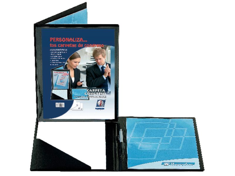 IBERPLAS - Carpeta congresos personalizable A4 335x267x8mm Negro (Ref.455C)